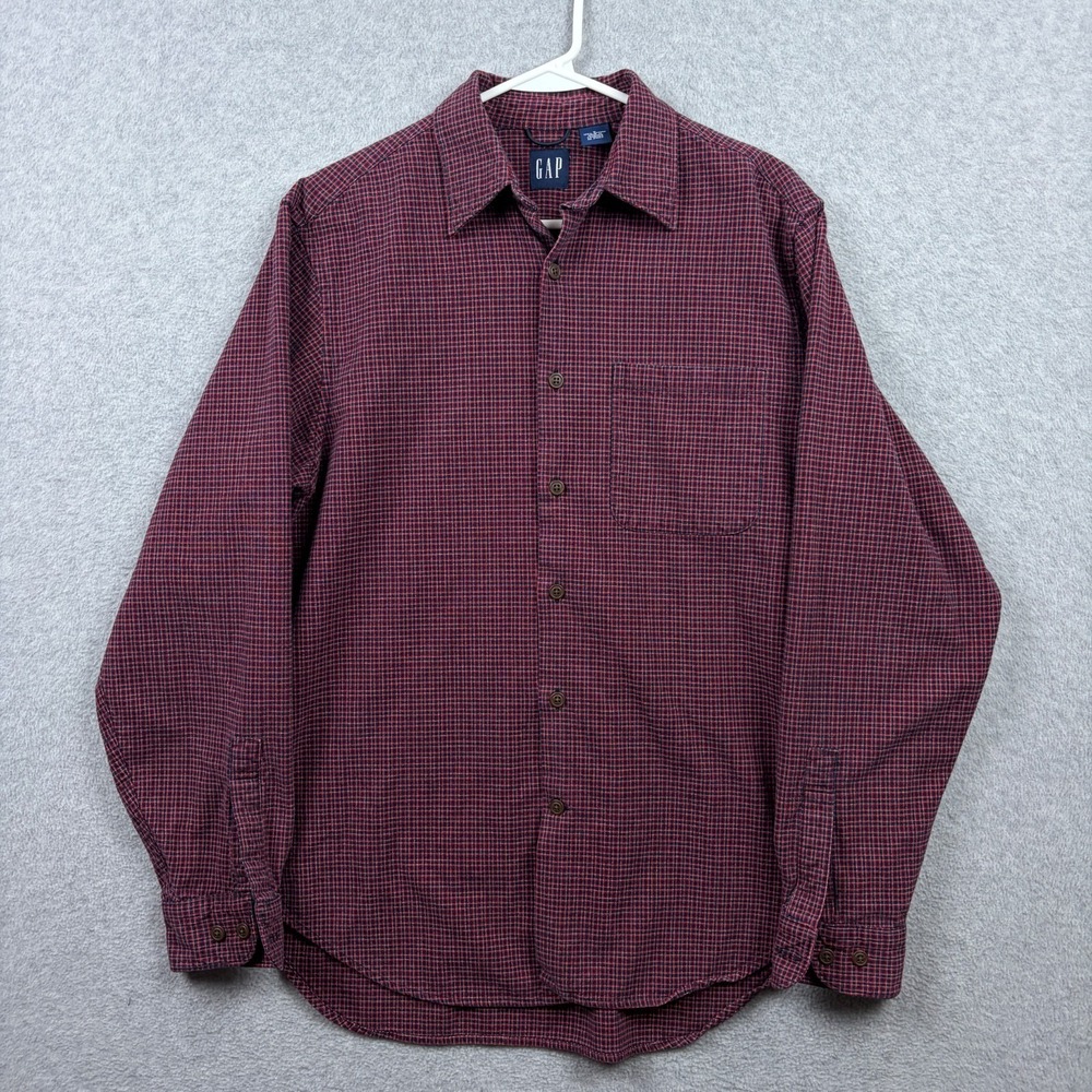 Vintage Gap Shirt Mens Small Red Micro Check Cotton Button Up Normcore 90s Y2K